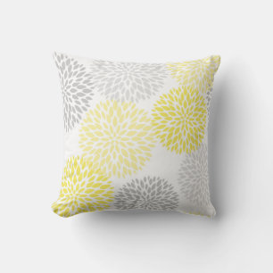 Coussin Flore jaune gris moderne