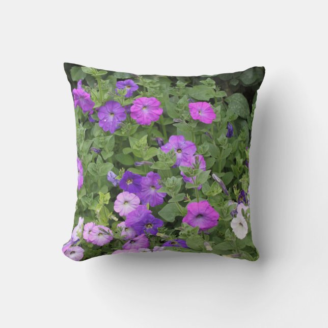 Coussin Flore printanière Flore des fleurs de pétunia viol (Recto)