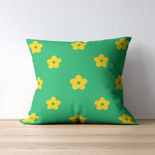 Coussin Flore Tropical Vert Fleur Jaune Patte