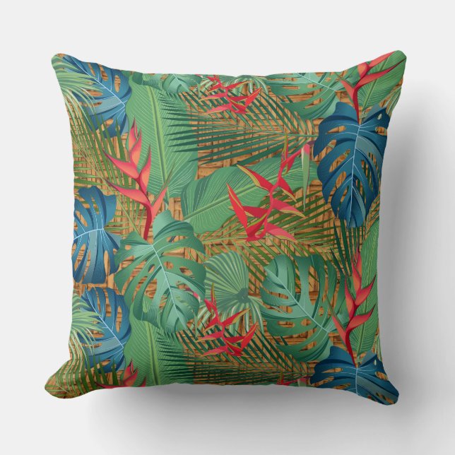 Coussin Flore tropicale en osier (Recto)