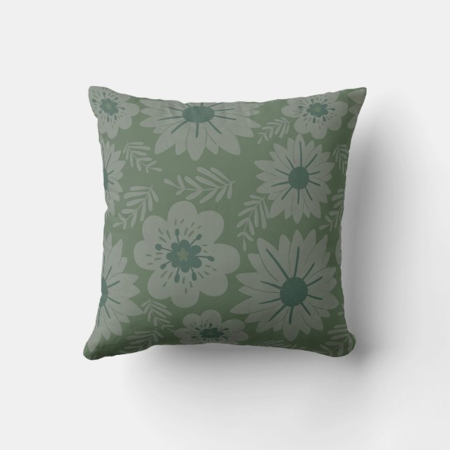Coussin Flore verte Vintage rétro (Verso)