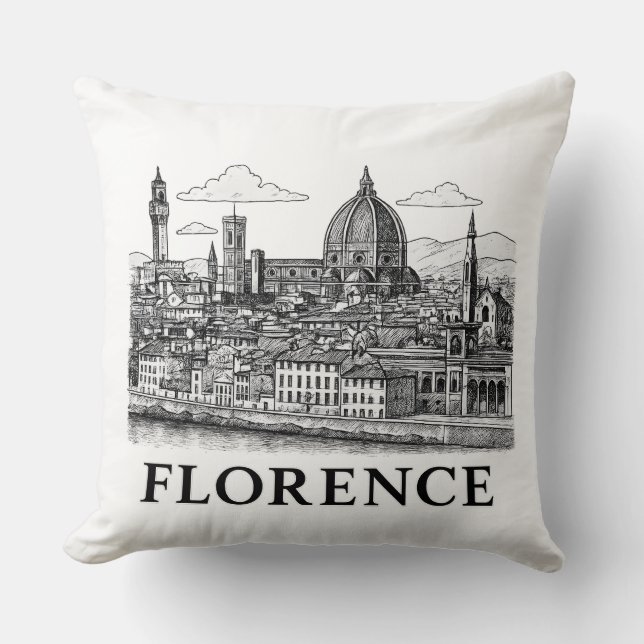 Coussin Florence Cityscape - Duomo Cathedral Line Art (Recto)