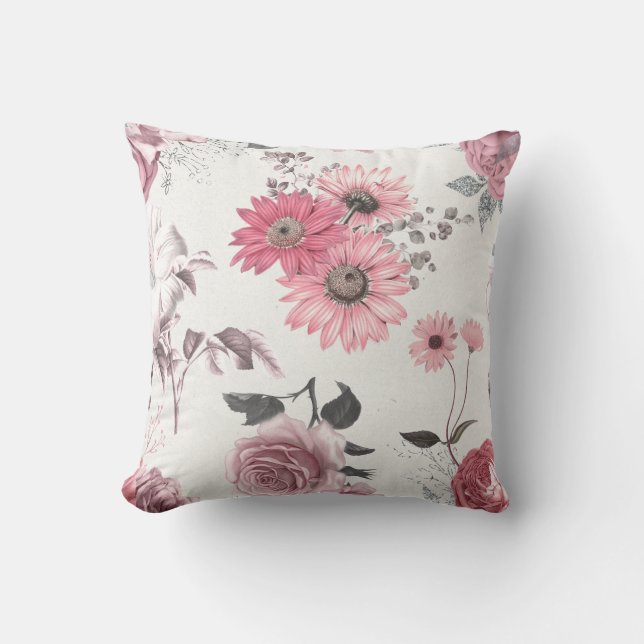 Coussin Flores roses vintages (Recto)