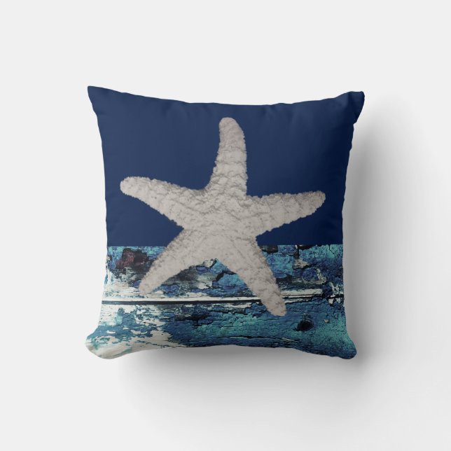 Coussin Flotte marine moderne Bleu de plage (Recto)