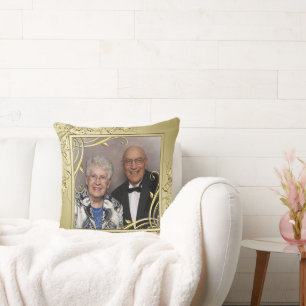 Coussin Flourish Gold 50e Anniversaire de Mariage Photo