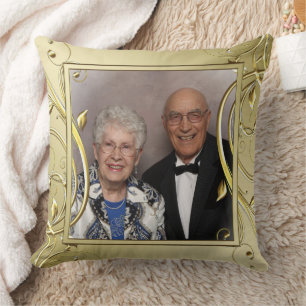 Coussin Flourish Gold 50e Anniversaire de Mariage Photo