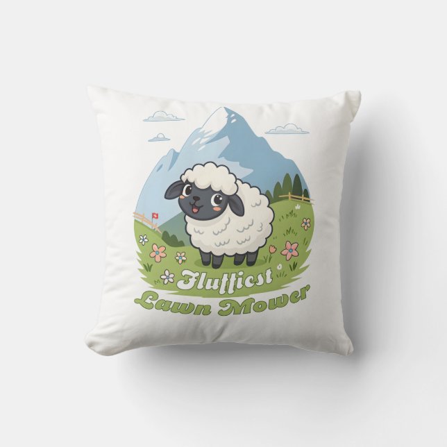 Coussin Fluffiest Lawn Mower - Adorable Blacknose Sheep (Recto)