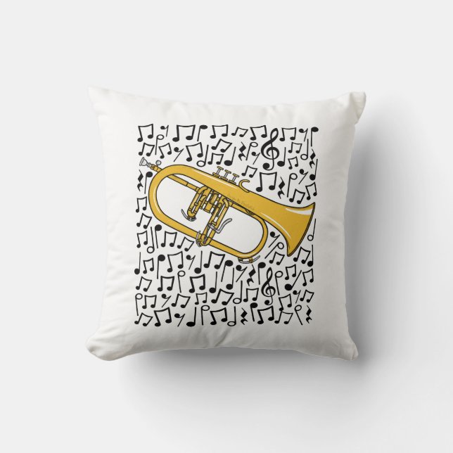Coussin Flugelhorn Notes musicales Brass Music Teacher (Recto)