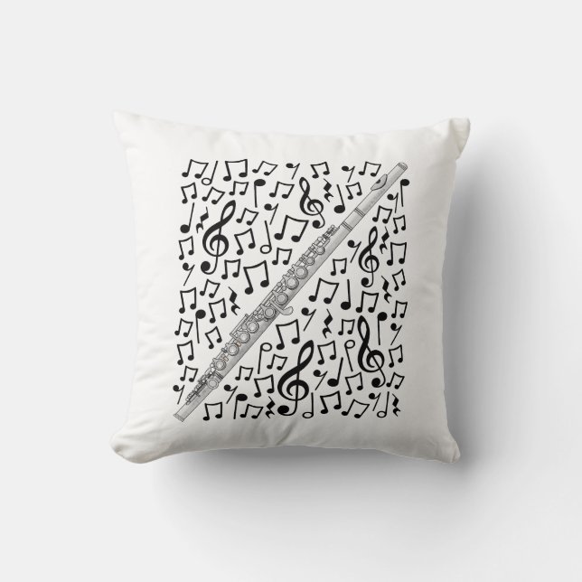 Coussin Flûte Notes musicales Flutist Woodwind Music Teach (Recto)