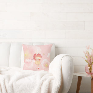 Coussin Flûte printanière : fille lapin jouant de la musiq