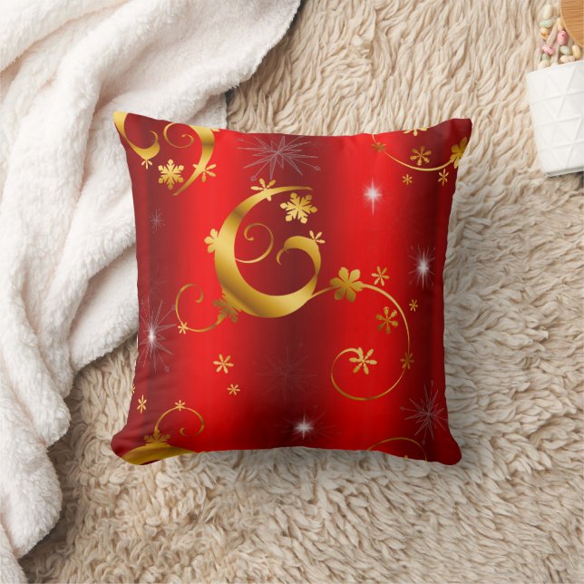 Coussin Flûtes d'or et étoiles Noël rouge (Couverture)