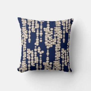 Coussin Flux de bulles, blanches sur fond bleu marine