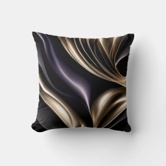 Coussin Flux doré - Abstrait noir et or luxueux