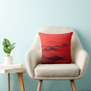 Coussin Flux Écarlate – Vagues Rouges Abstraites de Mouvem