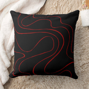 Coussin Flux et reflux 2 en rouge et noir