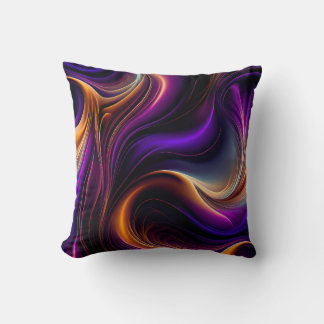 Coussin Flux Lumineux - Art Violet, Orange et Or Vibrant