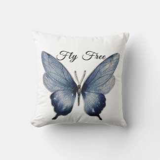 Coussin Fly Free – Conception Artistique Papillon Bleu