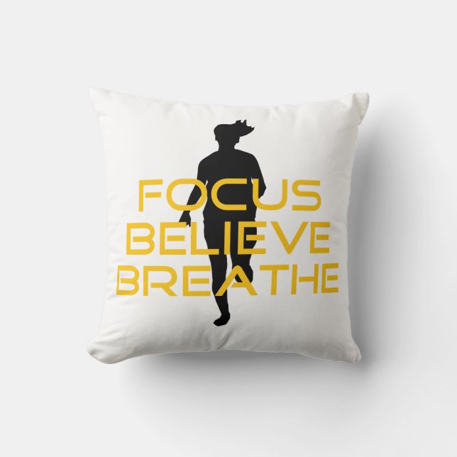 Coussin Focus Croire Respirer Jaune Courir Fitness (Recto)