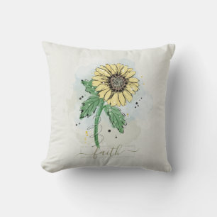 Coussin Foi Fleur Aquarelle Jaune