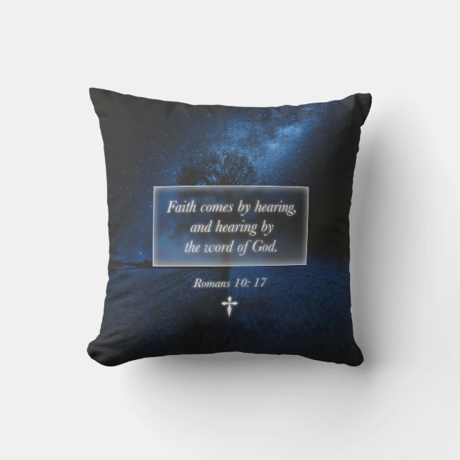 Coussin Foi Par La Parole De Dieu Bible Chrétienne Verse (Recto)