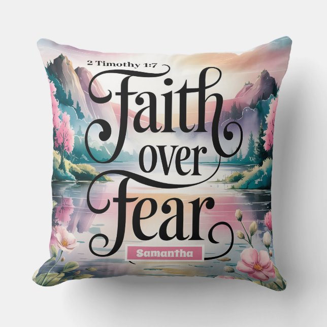 Coussin Foi personnalisée sur la peur Femmes chrétiennes (Recto)