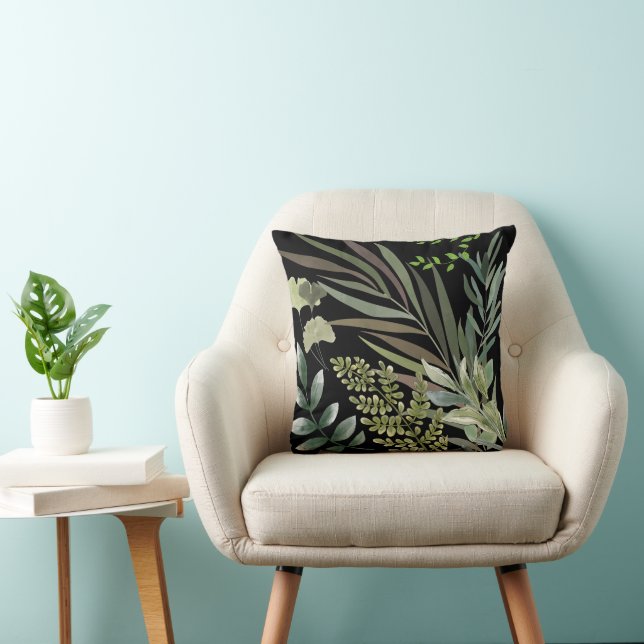 Coussin Foliole botanique de la fougère florale de la Sage (Chaise)