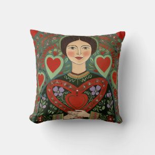 Coussin Folk à coeur ouvert