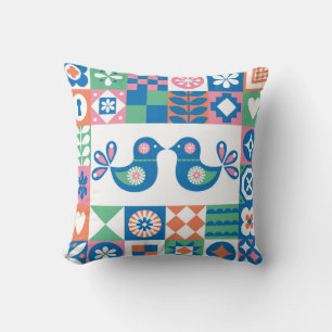 Coussin Folklore Floral Card : Design scandinave.
