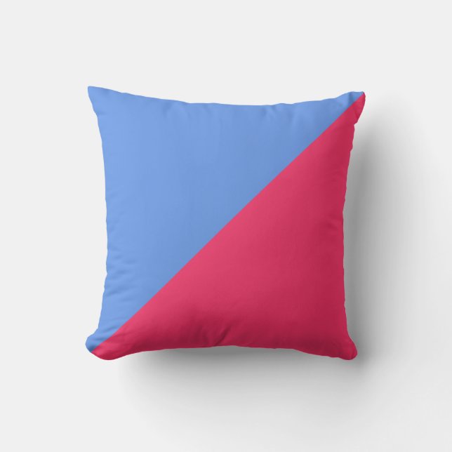 Coussin Fond Bleu et Rose Chaud Uni (Recto)