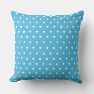 Coussin Fond bleu joyeux avec motif d'étoile blanche