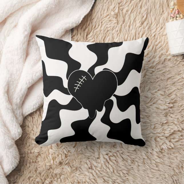 Coussin Fonte cardiaque en noir et blanc (Couverture)