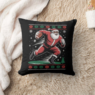 Coussin Football afro-américain Père Noël Noël laid