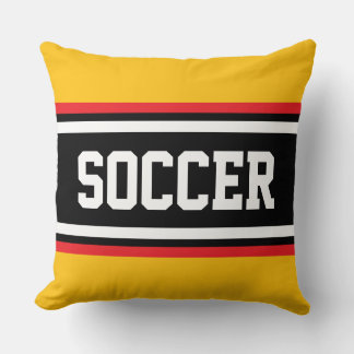 Coussin FOOTBALL Bandes jaunes orange rouge noir blanc