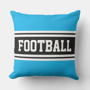 Coussin FOOTBALL Bright Azure Black White Racing Stripes