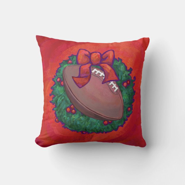 Coussin Football de couronne de Noël en rouge (Recto)
