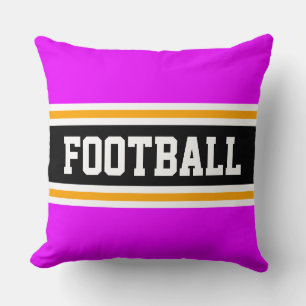 Coussin FOOTBALL Gras rose vif rayures de sport noir
