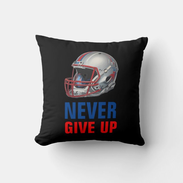 Coussin Football Motivational Never Give Up  (Recto)