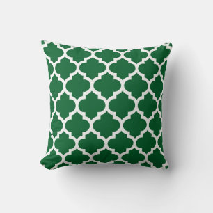 Coussin Forest Green White Moroccan Quatrefoil Pattern #5
