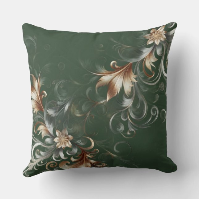 Coussin Forest Green with Gold And Silver (Verso)