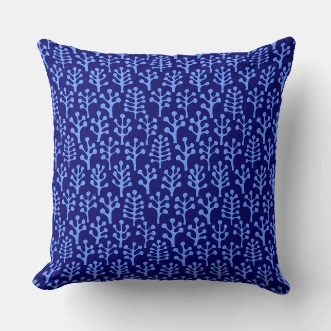 Coussin Forêt 230823 - Bleu bébé sur Deep Navy (Recto)