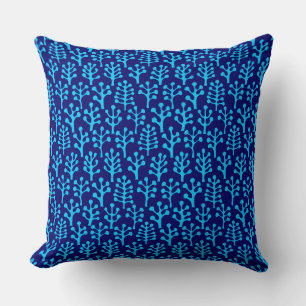 Coussin Forêt 230823 - Bleu ciel sur bleu marine profond