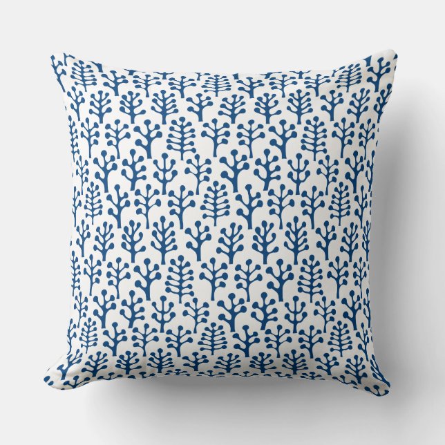 Coussin Forêt 230823 - Bleu Shibori sur blanc (Recto)