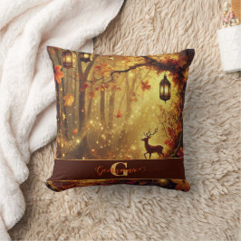 Coussin Forêt automnale dorée personnalisée