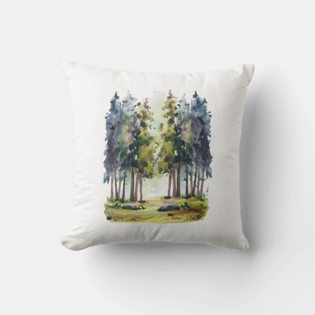 Coussin Forêt d'aquarelle (Recto)