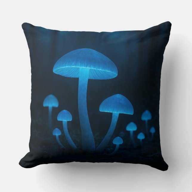 Coussin Forêt de champignons bioluminescents (Recto)