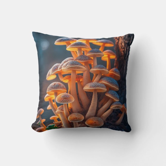Coussin Forêt de champignons Calme Nature paisible Zen (Recto)