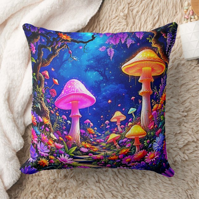 Coussin Forêt de champignons enchantée (Couverture)