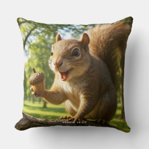 Coussin Forêt de fantaisie de petits écureuils mignons et