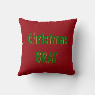 Coussin Forêt de Noël Verte Dorée Brat Sur Rouge Cramoisi
