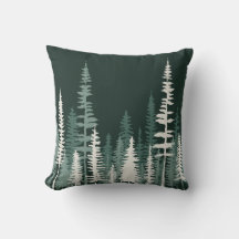 Forêt de pins rustique Cabane Bois foncé Vert pin